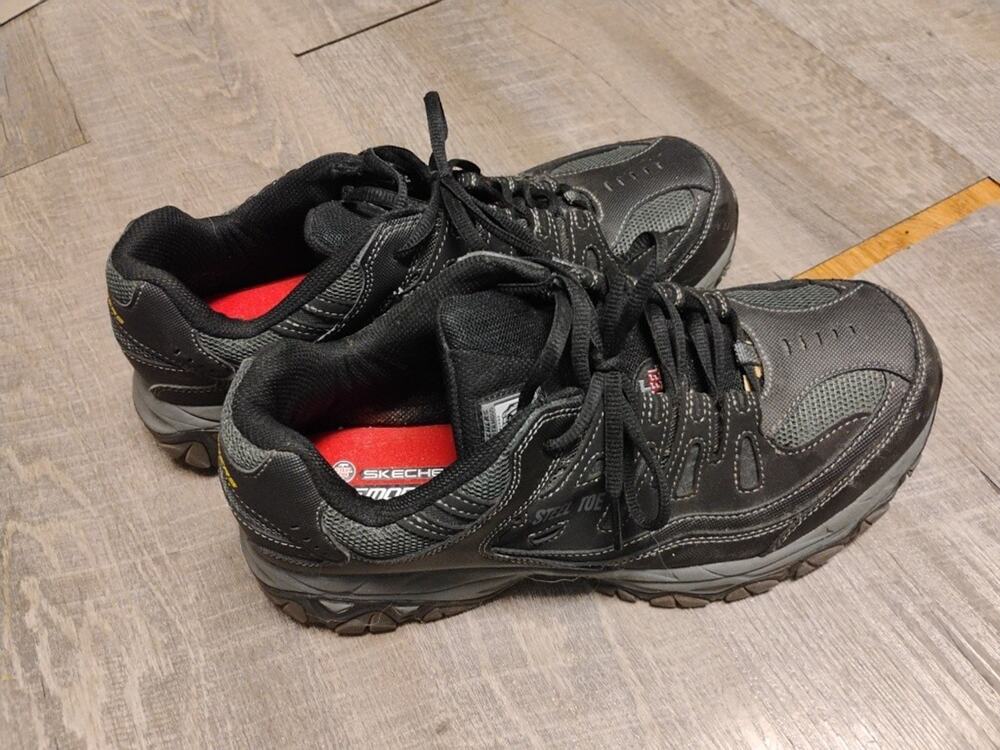 Skechers Steel Toe Work Shoes Black and Charcoal Men's Size 10.5 SN77055W